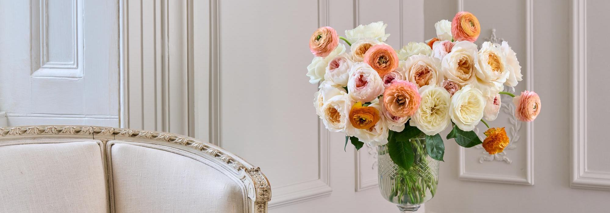 Rose bouquet featuring roses bred by David Austin